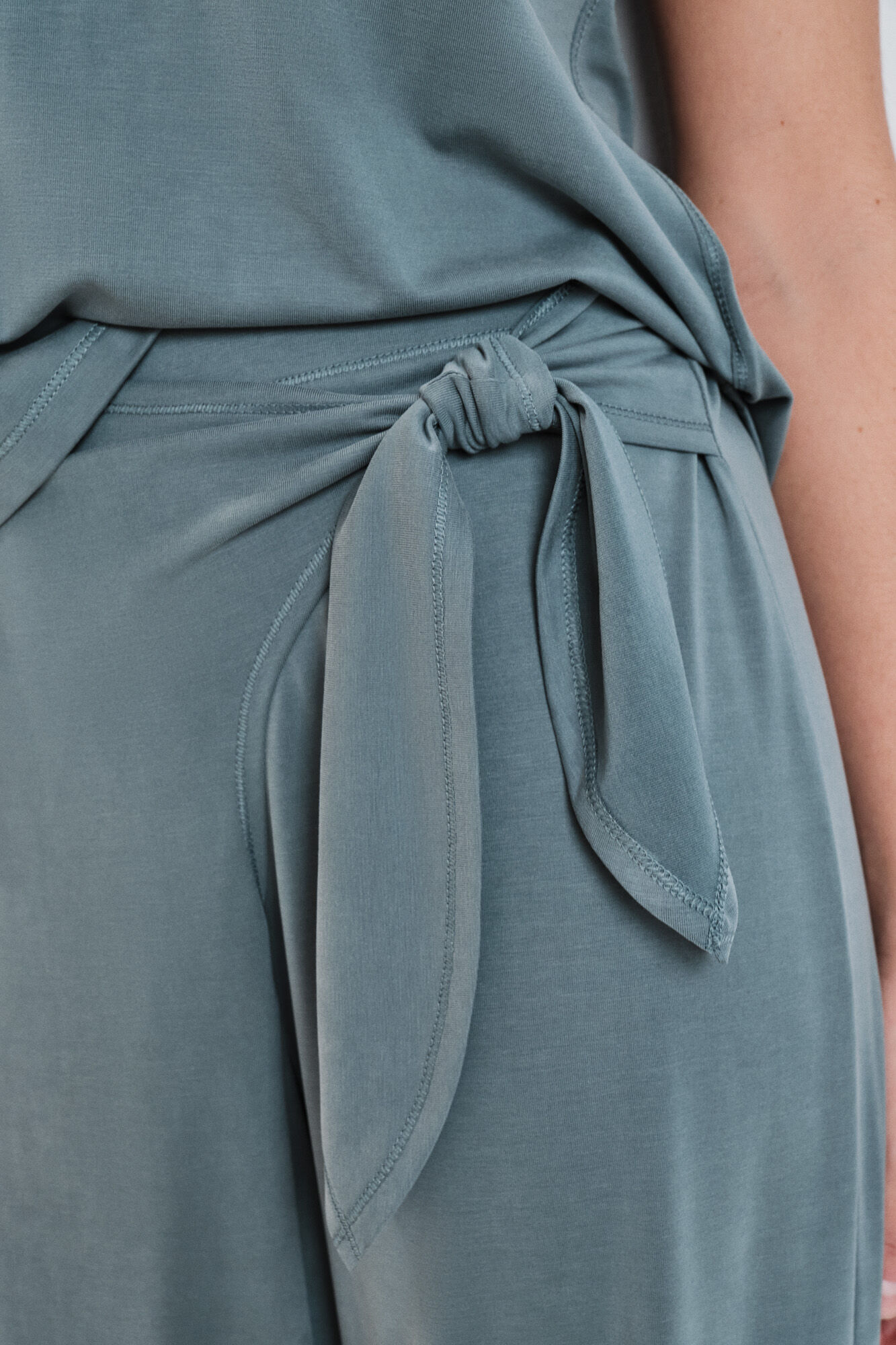 Dash and Stars Green soft touch long palazzo trousers