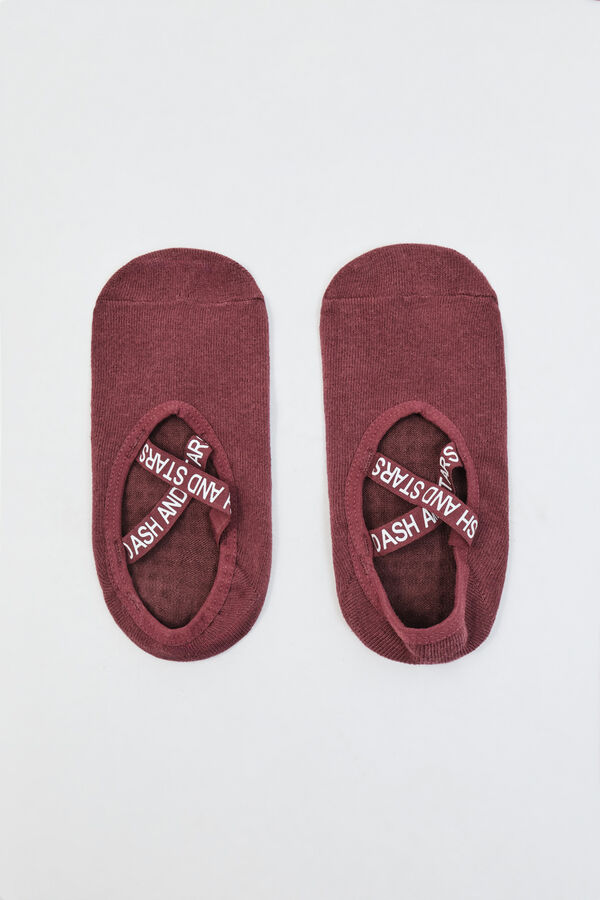 Dash and Stars Burgundy cotton yoga socks printed