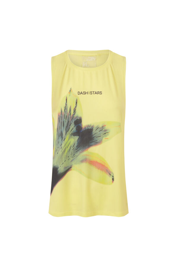 Dash and Stars Yellow wide low armhole technical T-shirt printed