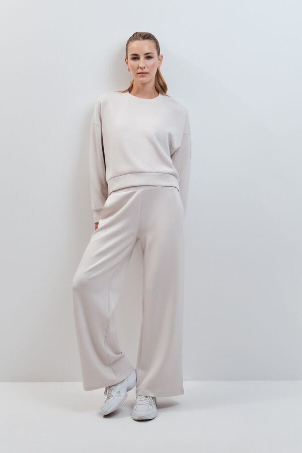 Dash and Stars Dark grey modal wide long trousers grey