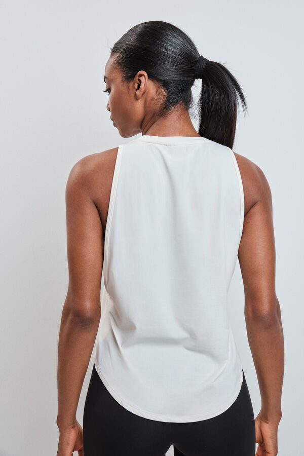Dash and Stars T-shirt technique sans manches blanc beige