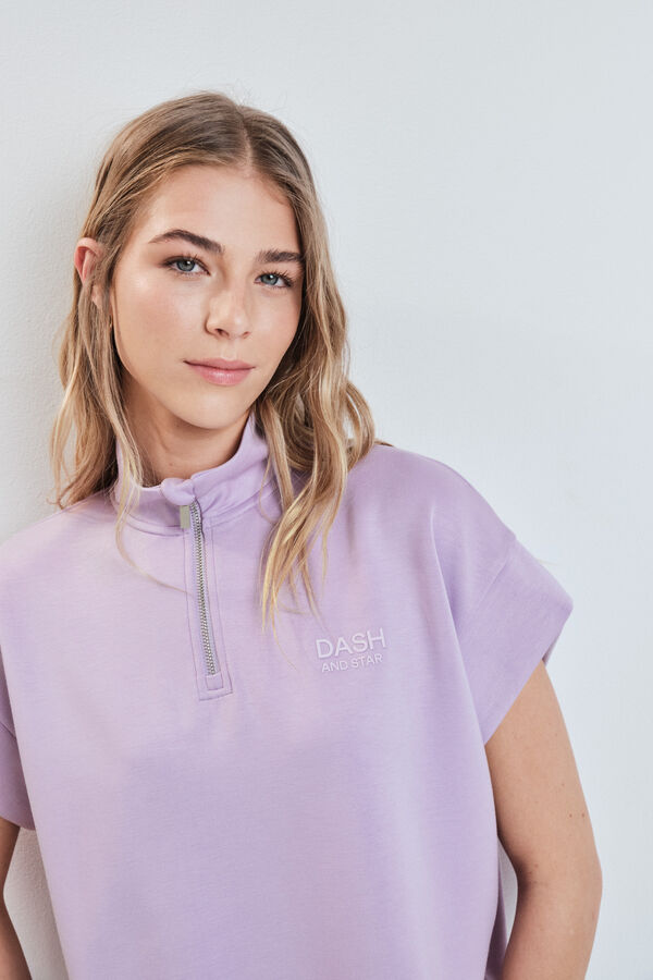 Dash and Stars Sweat-shirt manches courtes en viscose douce rose rose