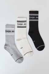 Dash and Stars 3-pack cotton crew socks white
