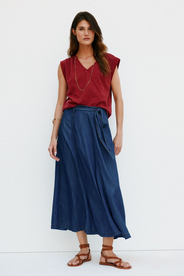 Hoss Intropia M&oacute;nica. Camiseta con pliegues Burgundy