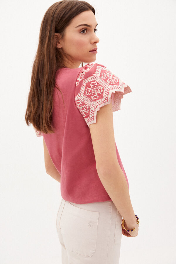 Hoss Intropia Marie Camiseta algodón bordada Rosa