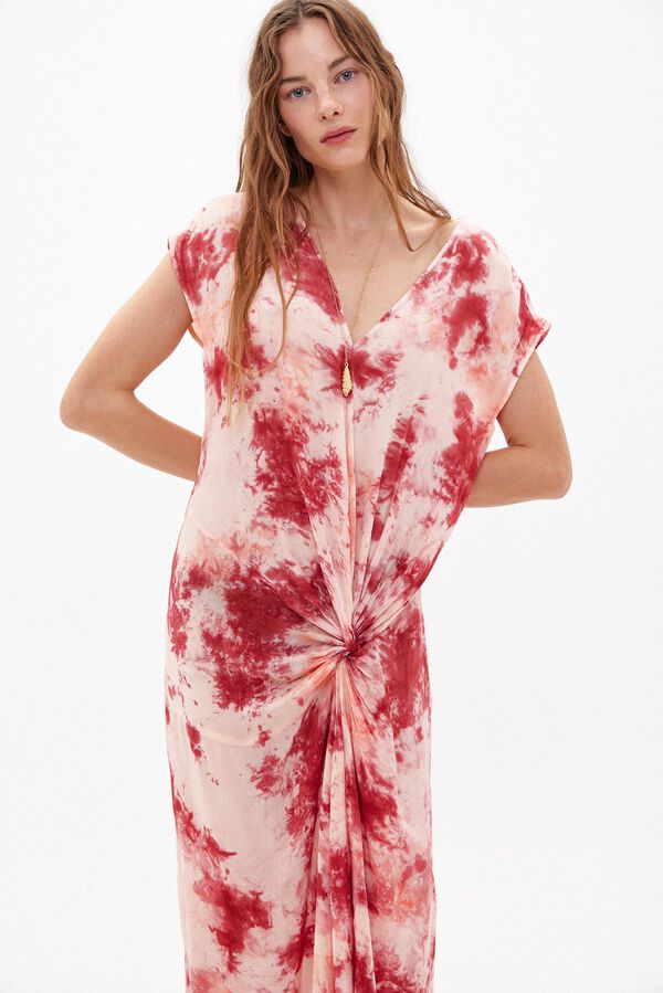 Hoss Intropia Fiona. Tie dye dress with knot detail. Coral