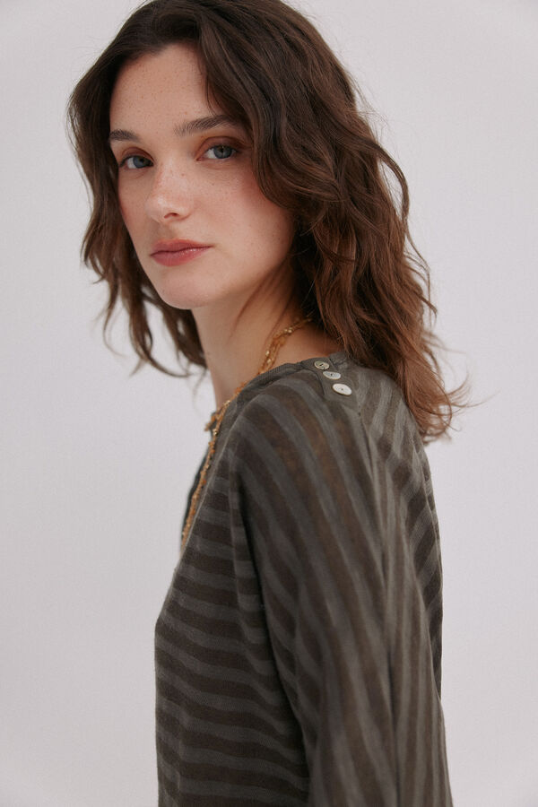 Hoss Intropia Marta. Camiseta cuello panadera Kaki