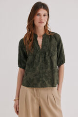 Hoss Intropia Celia. Blusa bordado floral Verde