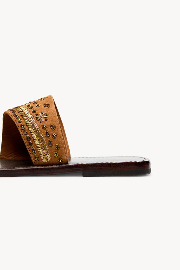 Hoss Intropia Macarena. Sandalias de ante bordadas Brown