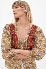 Hoss Intropia Elisenda. Embroidered print blouse. Several