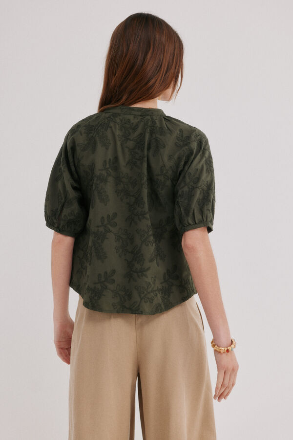 Hoss Intropia Celia. Blusa bordado floral Verde