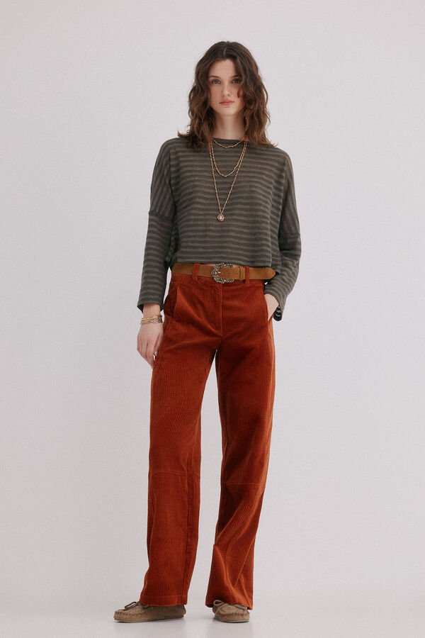 Hoss Intropia Marta. Camiseta cuello panadera Kaki