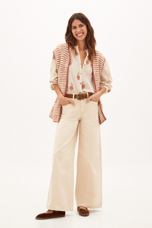 Hoss Intropia Carlota. Chaleco de punto con rayas Ivory