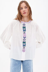 Hoss Intropia Esther. Embroidered cotton shirt Ivory