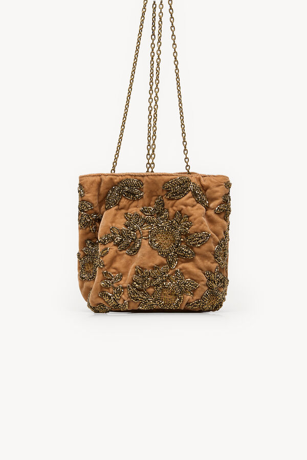 Hoss Intropia Nina. Bolso de terciopelo y abalorios Dorado