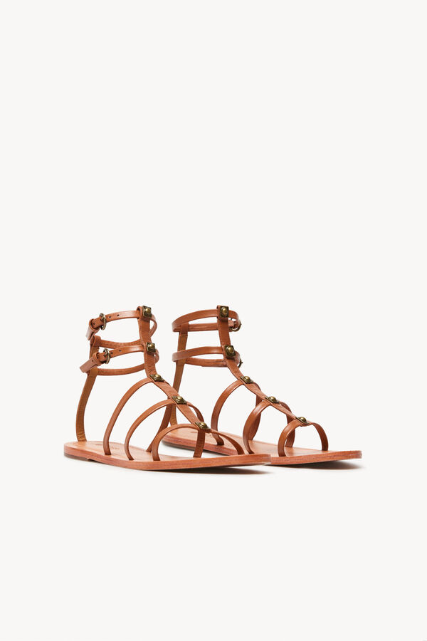 Hoss Intropia Macarena. Flat sandals with leather straps Beige