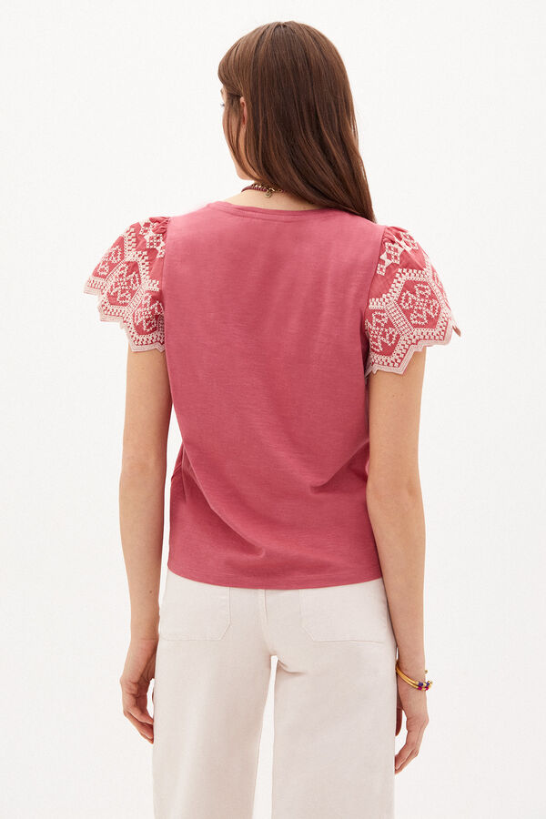 Hoss Intropia Marie Embroidered cotton T-shirt Pink