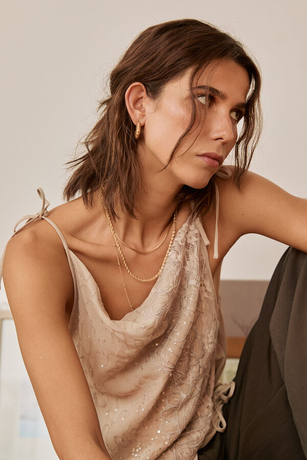 Hoss Intropia Colette. Top rom&acirc;ntico Cinzento