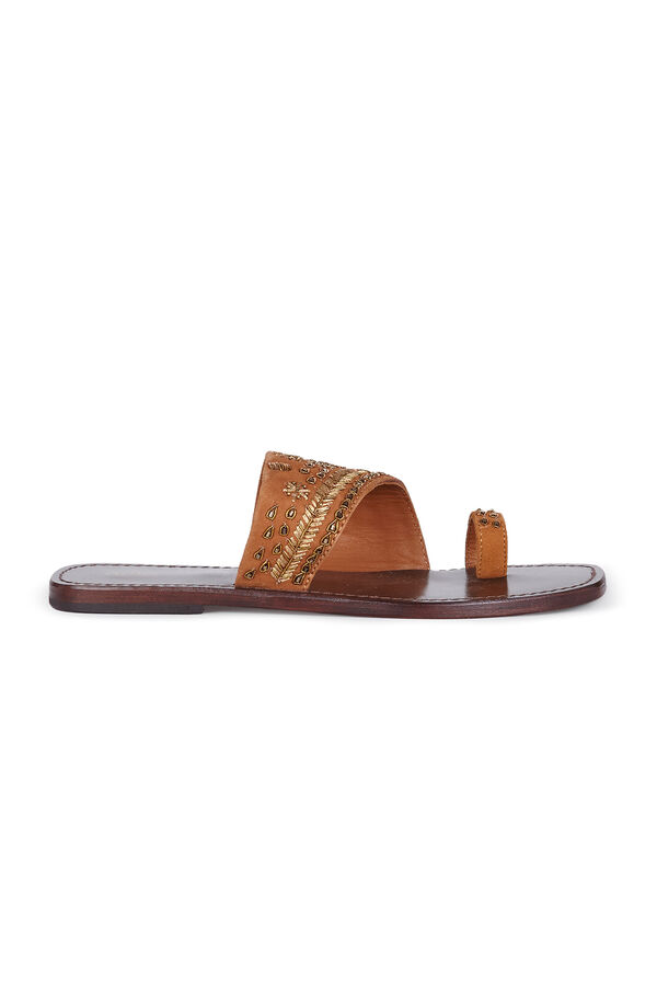 Hoss Intropia Macarena. Sandalias de ante bordadas Brown