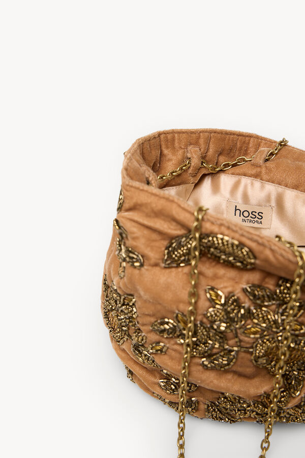 Hoss Intropia Nina. Bolso de terciopelo y abalorios Dorado