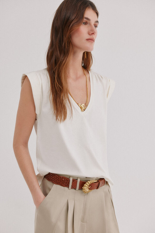 Hoss Intropia Mabel. Camiseta con solapa Marfil