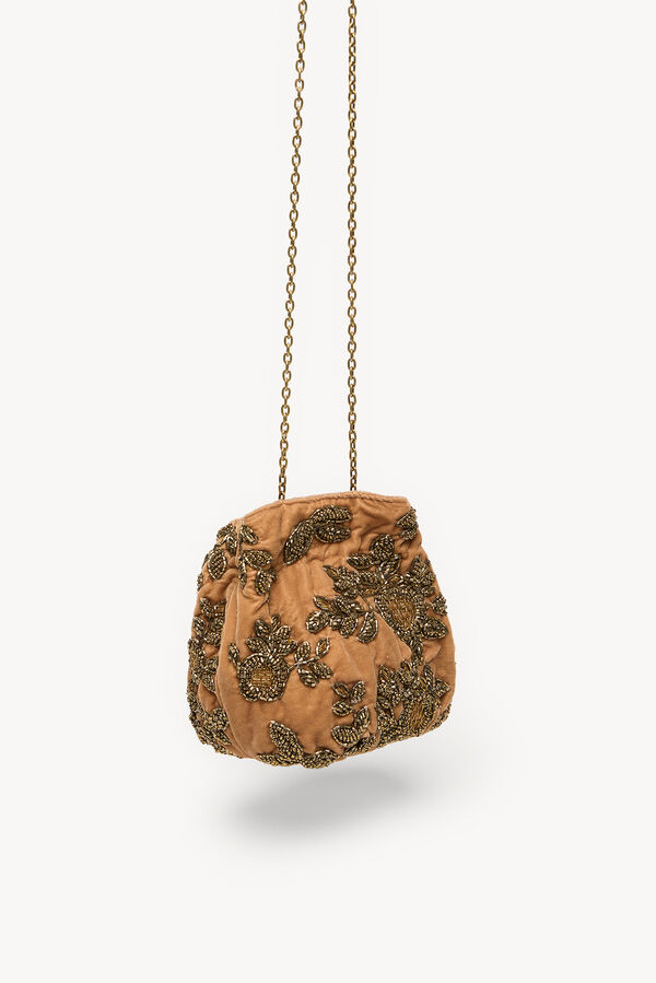 Hoss Intropia Nina. Bolso de terciopelo y abalorios Dorado