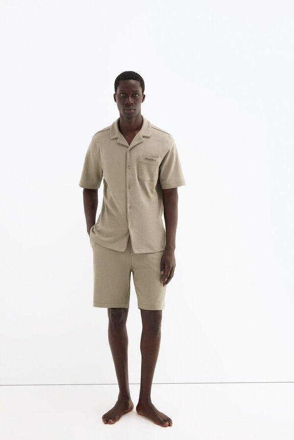 Pedro del Hierro Spanish cotton short sleeve pyjama shirt Green