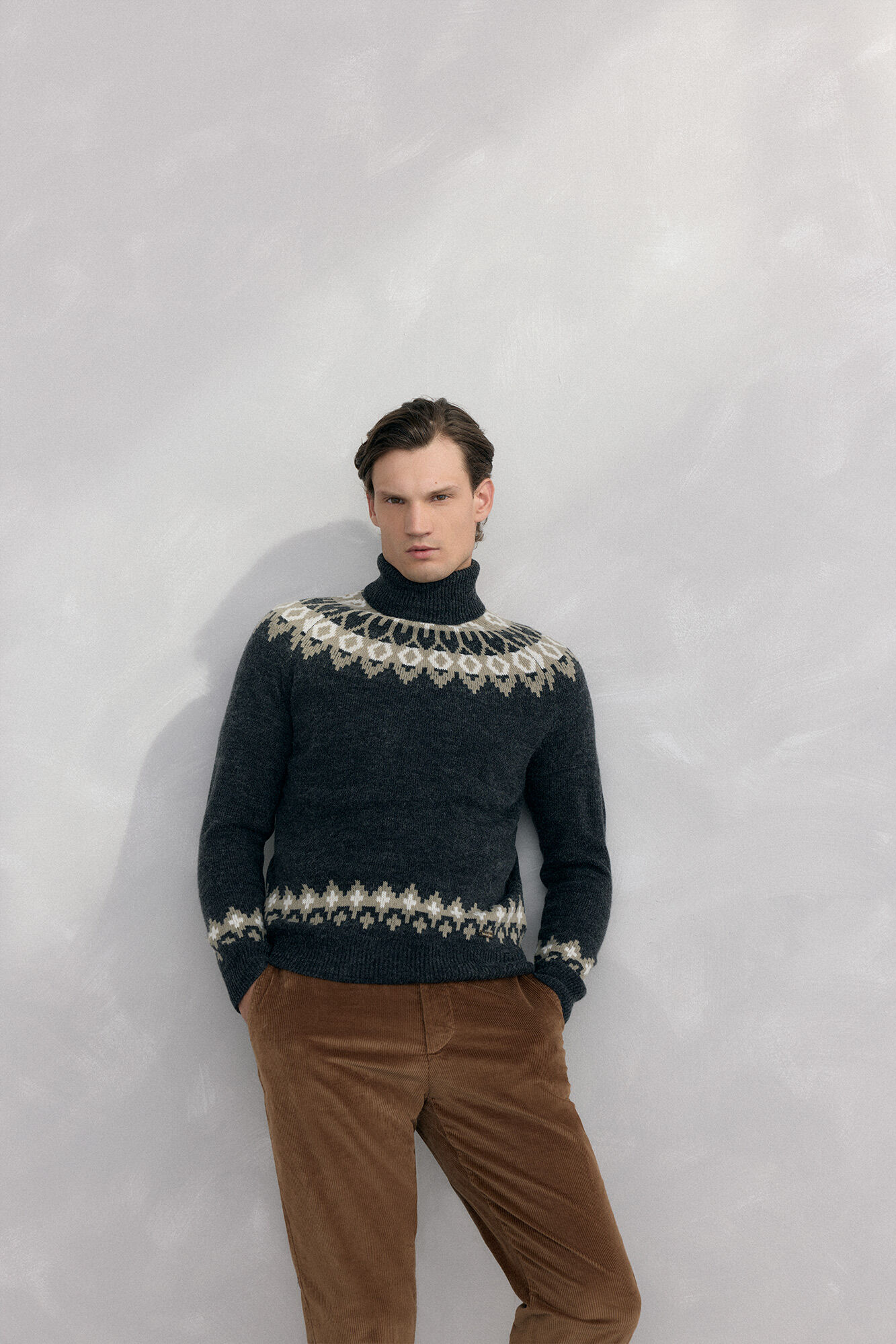 Pedro del Hierro Su&eacute;ter de natal com gola alta de l&atilde; e alpaca