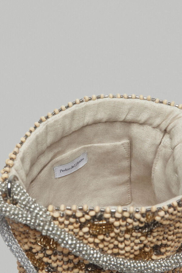 Pedro del Hierro Bolso saco mini flores metal Gris