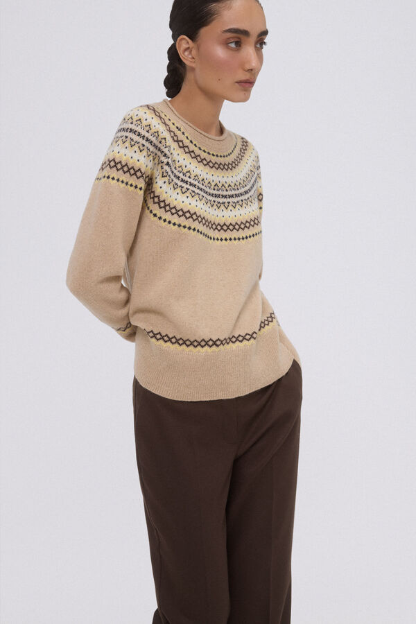 Pedro del Hierro Jersey jacquard greca Marr&oacute;n