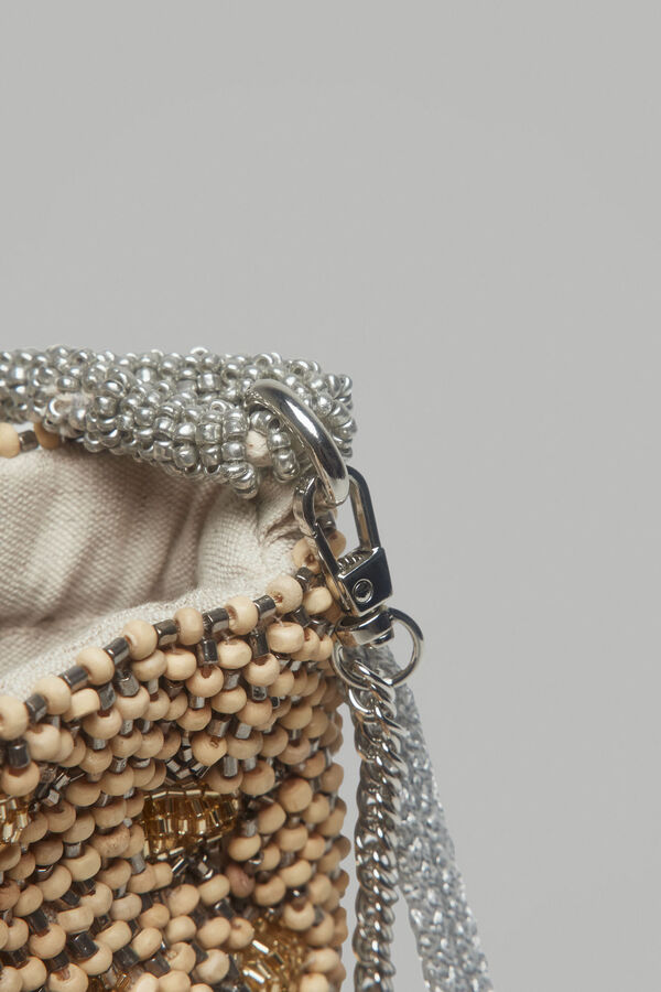 Pedro del Hierro Bolso saco mini flores metal Gris