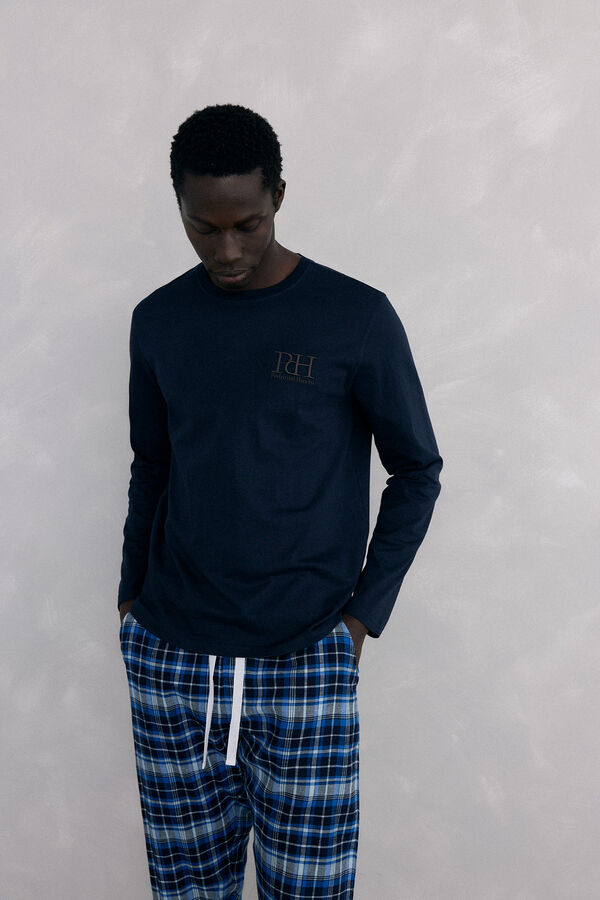 Pedro del Hierro Jersey-knit and cloth pyjama set Blue