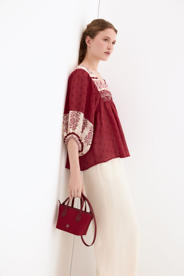Pedro del Hierro Mini shopper jacquard Burdeos