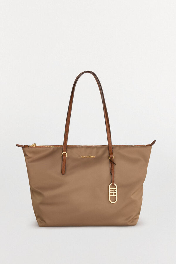 Pedro del Hierro Bolso shopper nylon con cremallera Beige