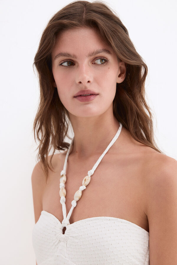 Pedro del Hierro Ba&ntilde;ador tejido de jacquard y abalorios Blanco