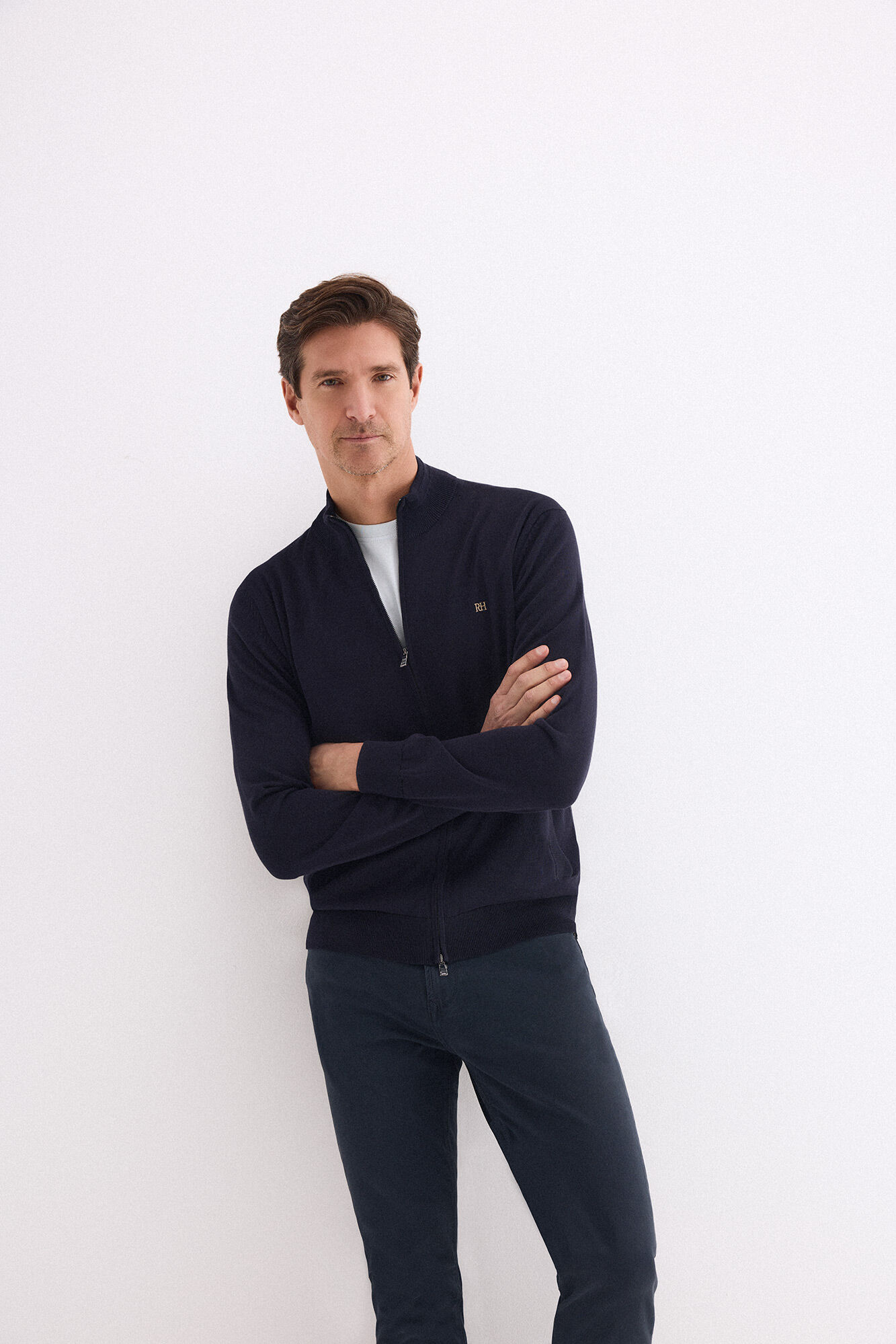 Pedro del Hierro C&aacute;rdigan punto algod&oacute;n premium cremallera