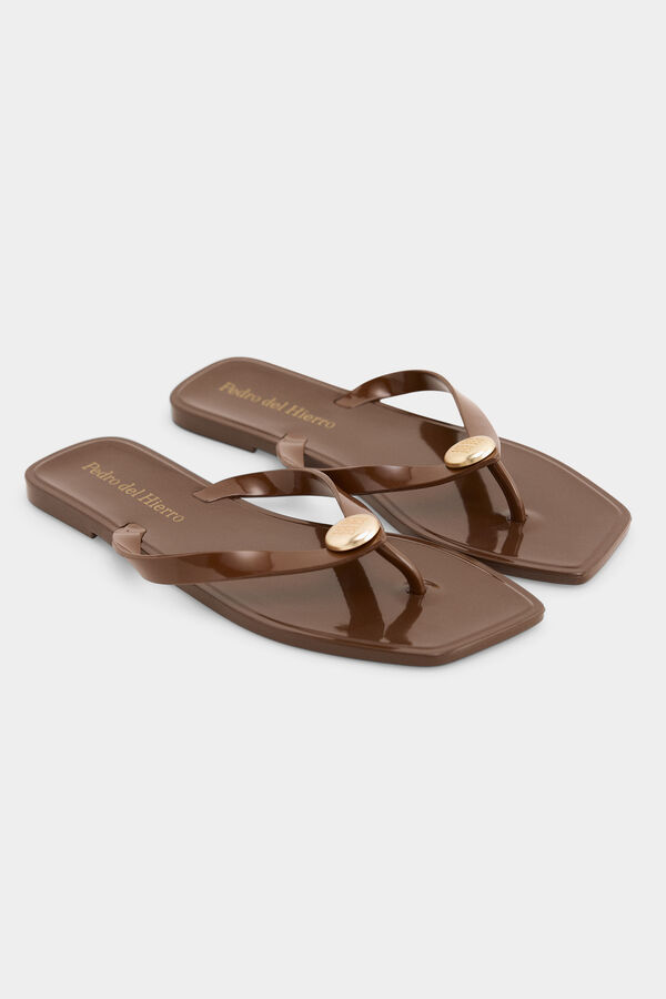 Pedro del Hierro Flip flop logo Marr&oacute;n