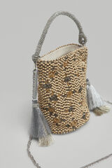 Pedro del Hierro Bolso saco mini flores metal Gris