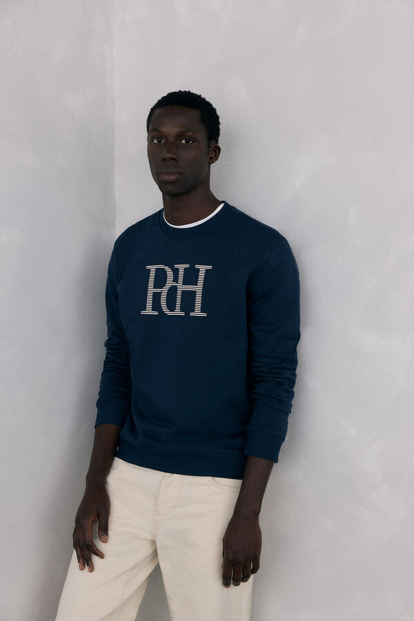 Pedro del Hierro Sudadera logo cuello redondo Azul
