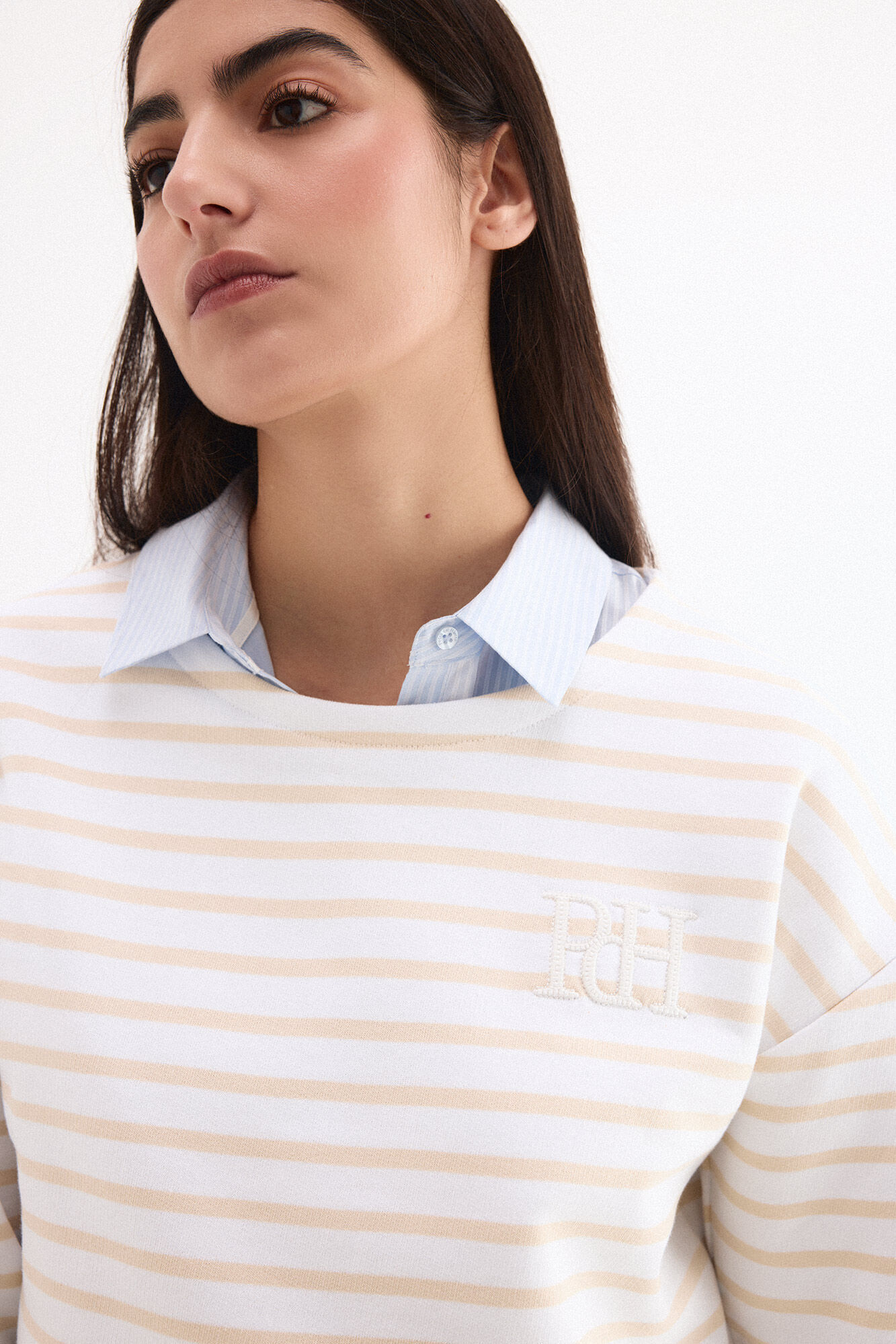 Pedro del Hierro Sudadera de rayas con logo pdh