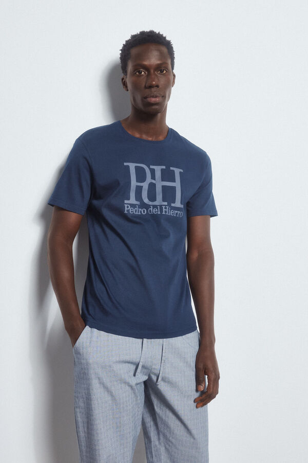 Pedro del Hierro Set de pijama punto y tela Blue