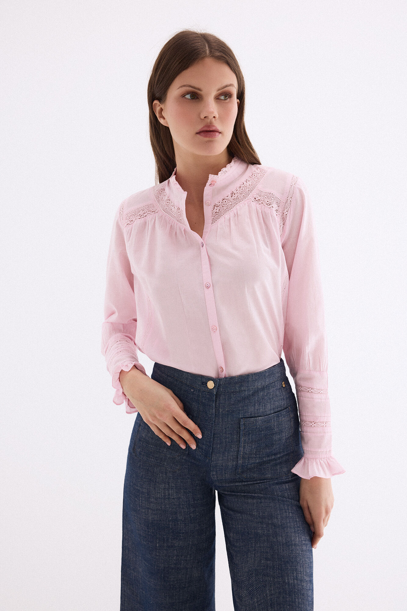 Pedro del Hierro Blusa rom&aacute;ntica lisa