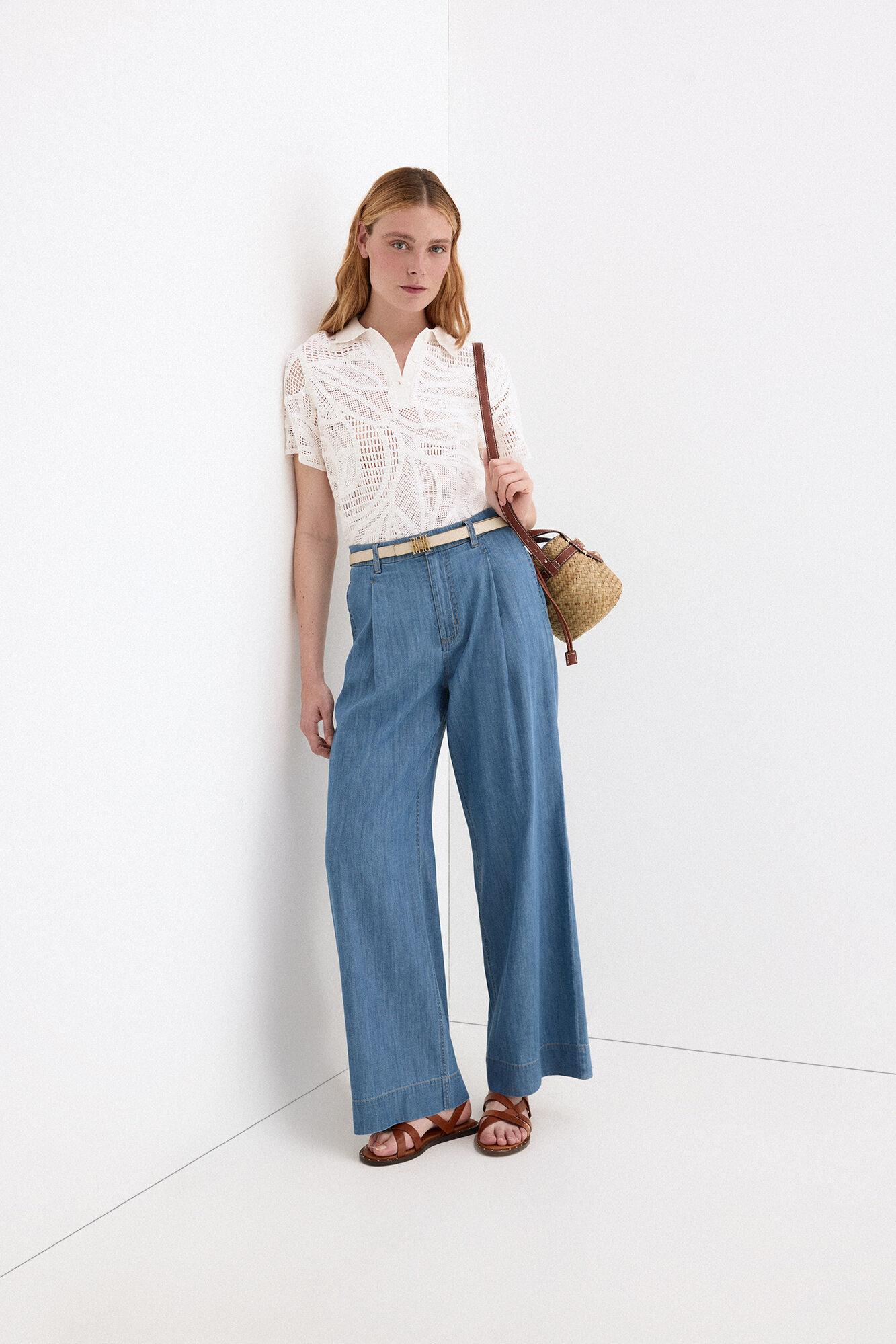 Pedro del Hierro Bolso cubo efecto rafia