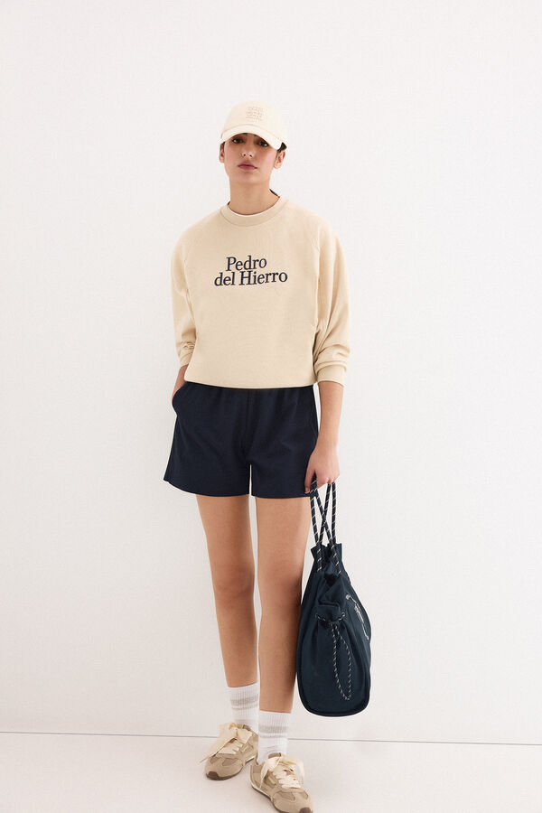 Pedro del Hierro Sudadera activewear logo Ecru