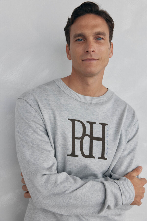 Pedro del Hierro Jersey punto fino big logo Gris