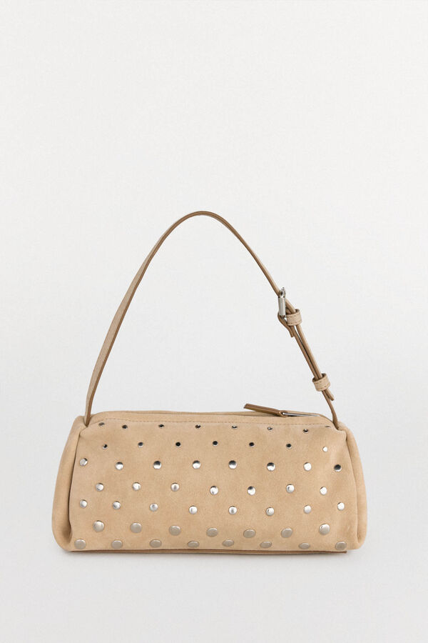 Pedro del Hierro Bolso de hombro con tachas en piel Crudo