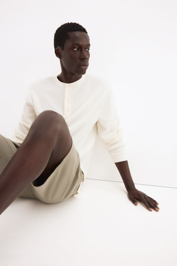 Pedro del Hierro T-shirt waffle em algod&atilde;o espanhol Branco