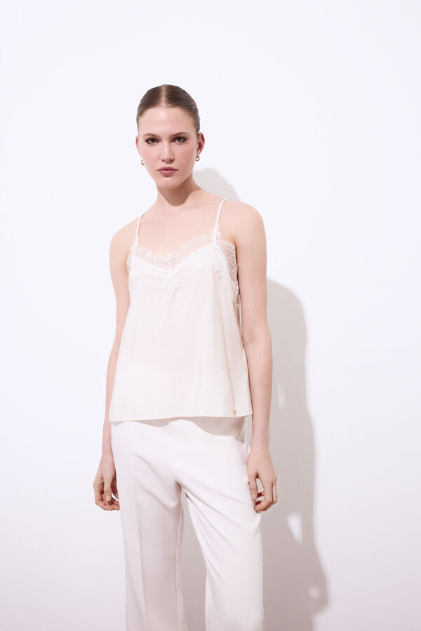 Pedro del Hierro Top lencero Blanco