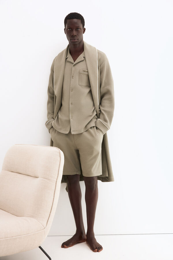 Pedro del Hierro Spanish cotton short sleeve pyjama shirt Green