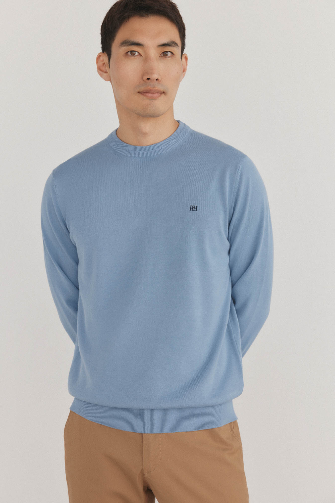 Pedro del Hierro Su&eacute;ter fino de algod&atilde;o premium com gola redonda